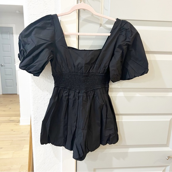 NWT Anthropologie Maeve Puff-Sleeve Smocked Romper - Picture 4 of 5